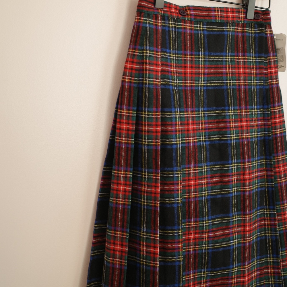 Vintage Fedora Red Wool Plaid Skirt NWT